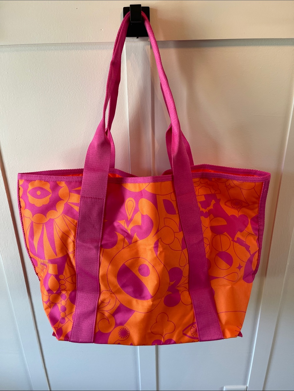 amika Orange and Pink Floral Logo Tote - Picture 3 of 7